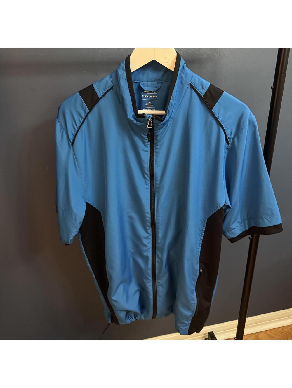 Adidas Golf ClimaProof Full Zip Blue Black Windbreaker Jacket Men’s Medium